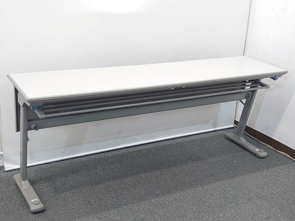 【送料無料 東京地区限定】 4台セット オカムラ 折りたたみテーブル 折り畳みテーブル スタックテーブル ミーティングテーブル 会議テーブル スタッキングテーブル W1800×D450×H700 【中古オフィス家具】【中古】 - 画像 (5)