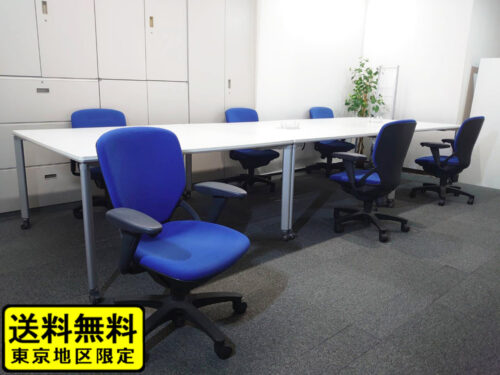 【送料無料 地域限定】 6人用 フリーアドレス デスクセット コクヨ ワークソート ワークテーブルセット W1400×3台 フリアド 平机 可動式 オフィステーブル ミーティングテーブル 会議テーブル 多目的テーブル SDT-WS1414PAW 開業セット 国産 オフィス家具セット 【中古オフィス家具】【中古】