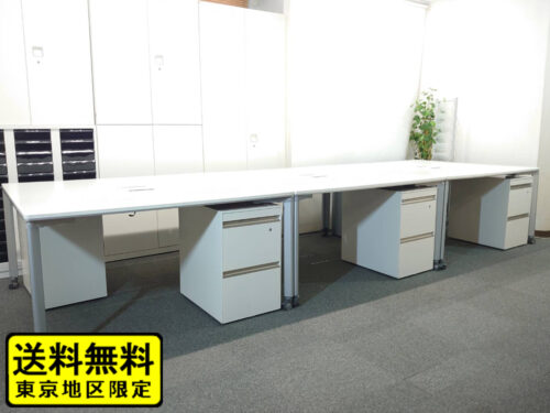 在庫多数 組み合わせ自由自在 送料無料 6人用 フリーアドレス デスクセット コクヨ ワークソート ワークテーブルセット W1400×3台 フリアド 平机 片袖机 可動式 オフィステーブル ミーティングテーブル 会議テーブル 多目的テーブル SDT-WS1414PAW 開業セット 国産 【中古オフィス家具】【中古】オフィスパートナー