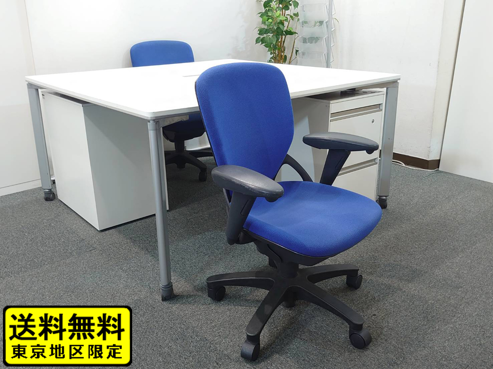 【送料無料 地域限定】 2人用 フリーアドレス デスクセット コクヨ ワークソート ワークテーブルセット W1400×1台 フリアド 平机 片袖机 可動式 オフィステーブル ミーティングテーブル 会議テーブル 多目的テーブル SDT-WS1414PAW 開業セット 国産 オフィス家具セット 【中古オフィス家具】【中古】