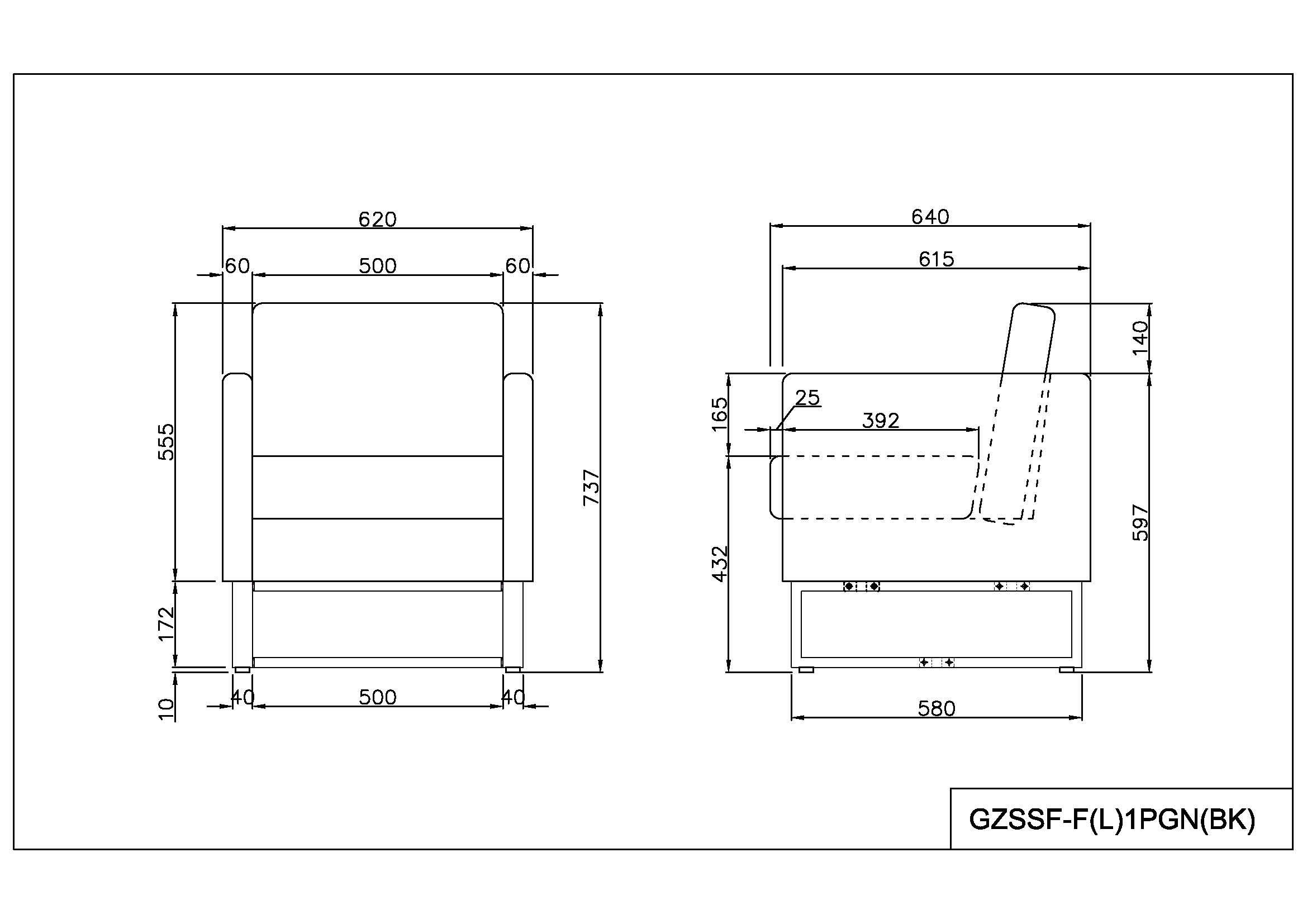 【法人様限定】送料無料 スクエアソファ レザー 1人掛け ブラック - 画像 (4)