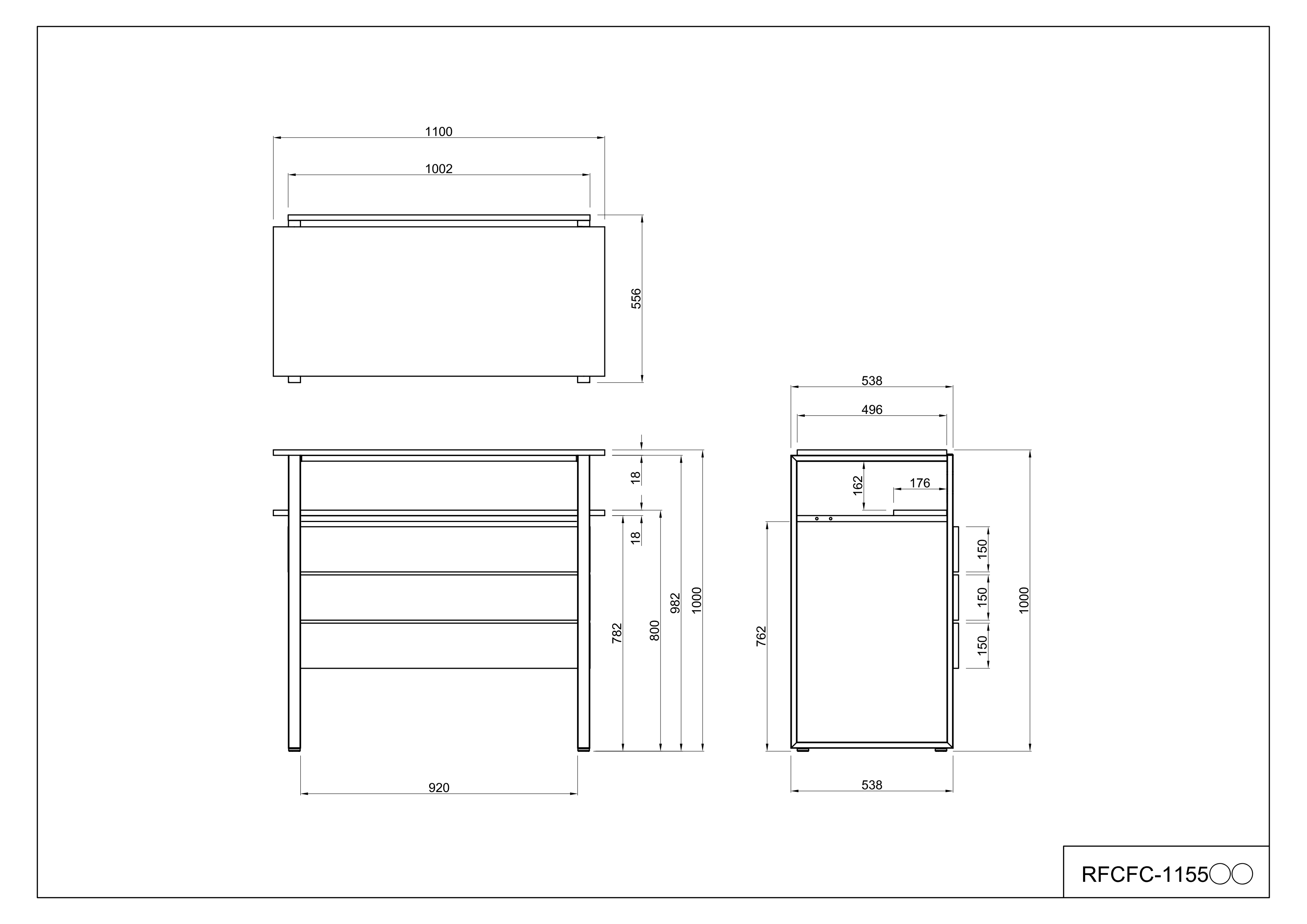 【法人様限定】送料無料 カフェステーション カウンター W1100×D556 ナチュラル - 画像 (5)