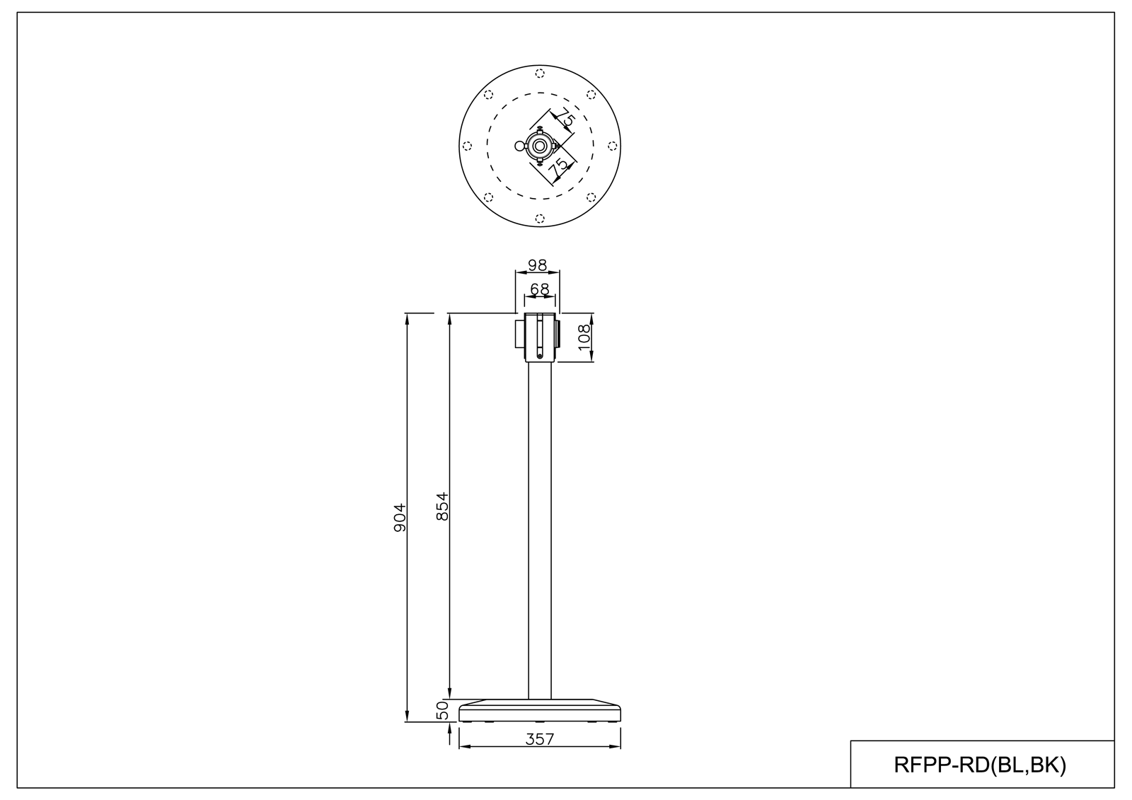 【法人様限定】送料無料 ポールパーテーション Aタイプ ブルー (1本) RFPP-BL - 画像 (5)