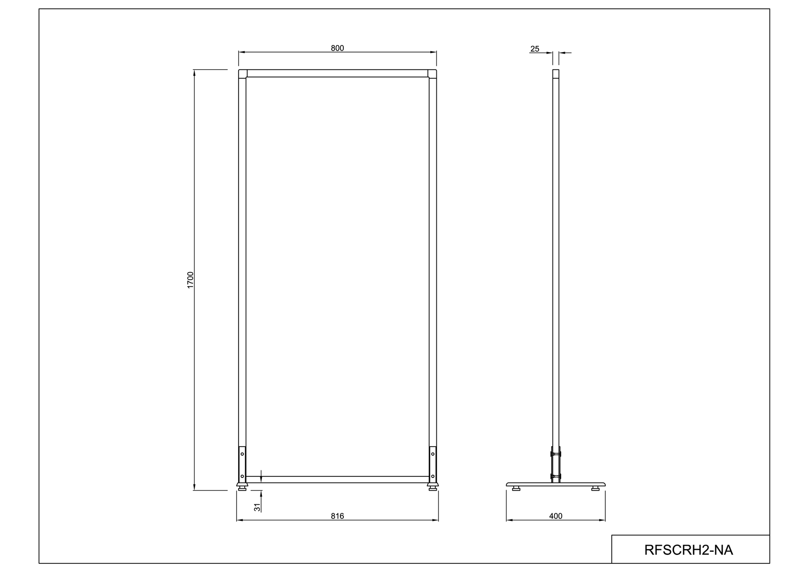 【法人様限定】送料無料 シンプルスクリーンハイⅡ W800 ナチュラル (アジャスター仕様)RFSCRH2-NA - 画像 (4)