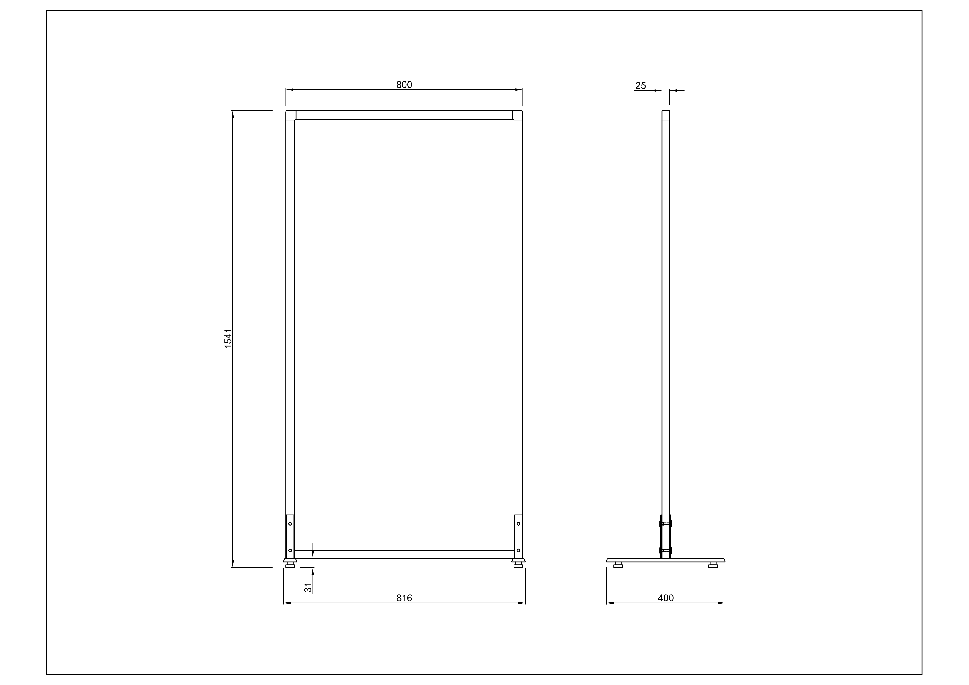 【法人様限定】シンプルスクリーン掲示板W800 グレー XPS材(アジャスター仕様)RFSCR-GYXAJ - 画像 (4)