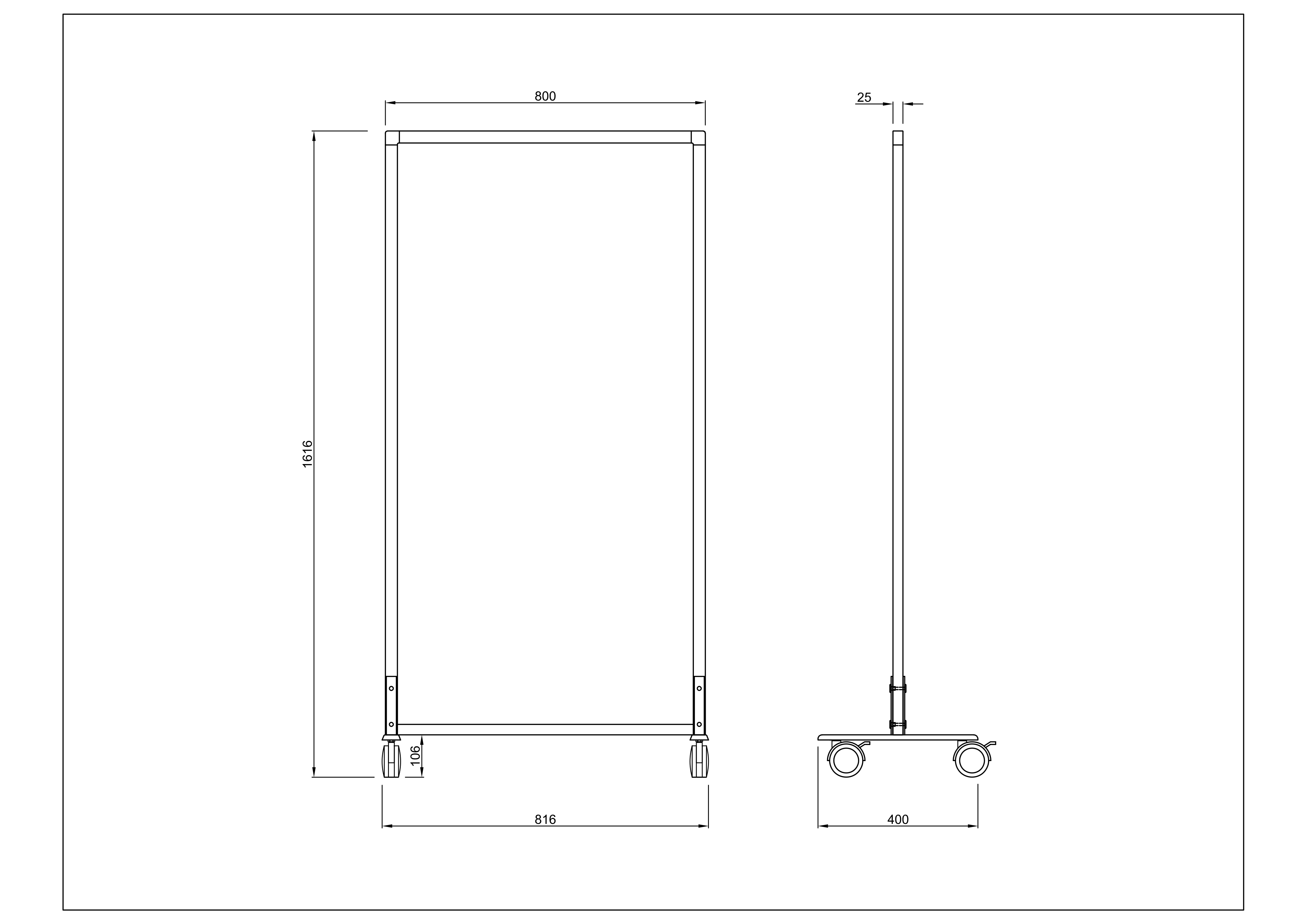 【法人様限定】シンプルスクリーン掲示板W800 ブルー XPS材(キャスター仕様)RFSCR-BLXCA - 画像 (4)