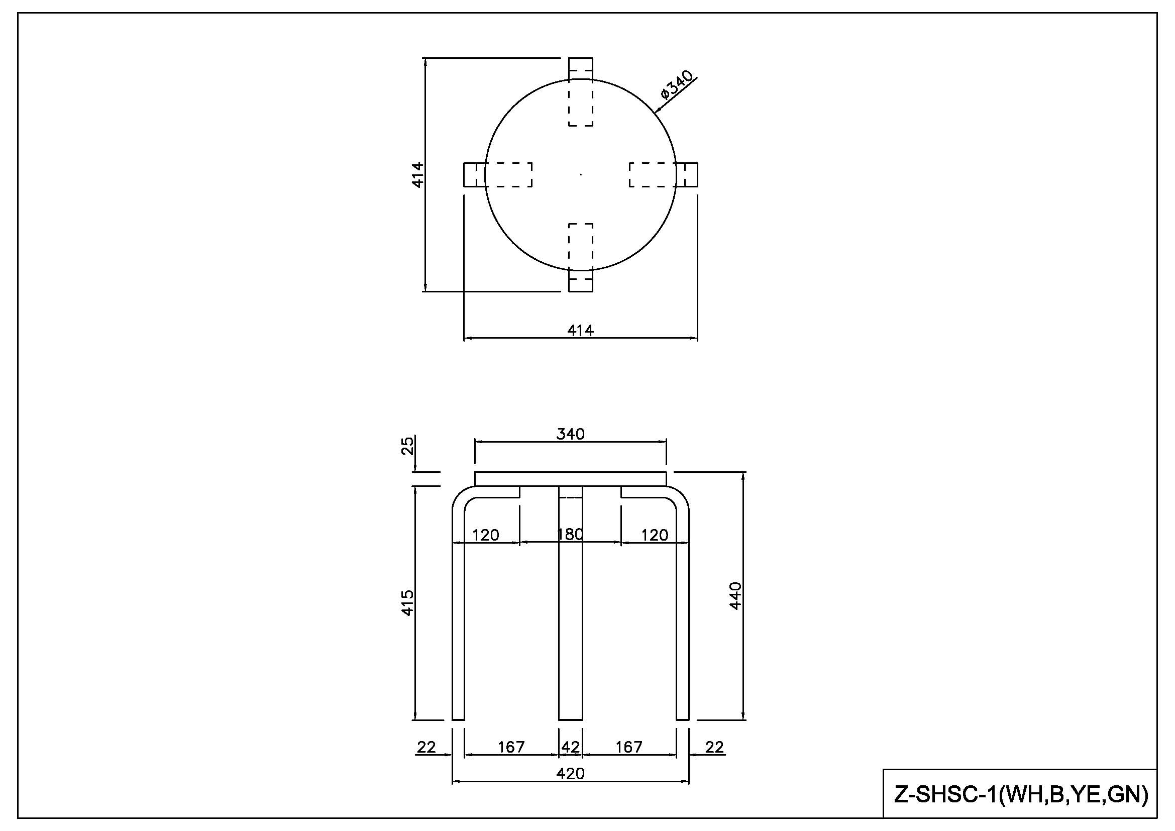 【法人様限定】送料無料 木製丸椅子 イエロー Z-SHSC-1YE - 画像 (4)