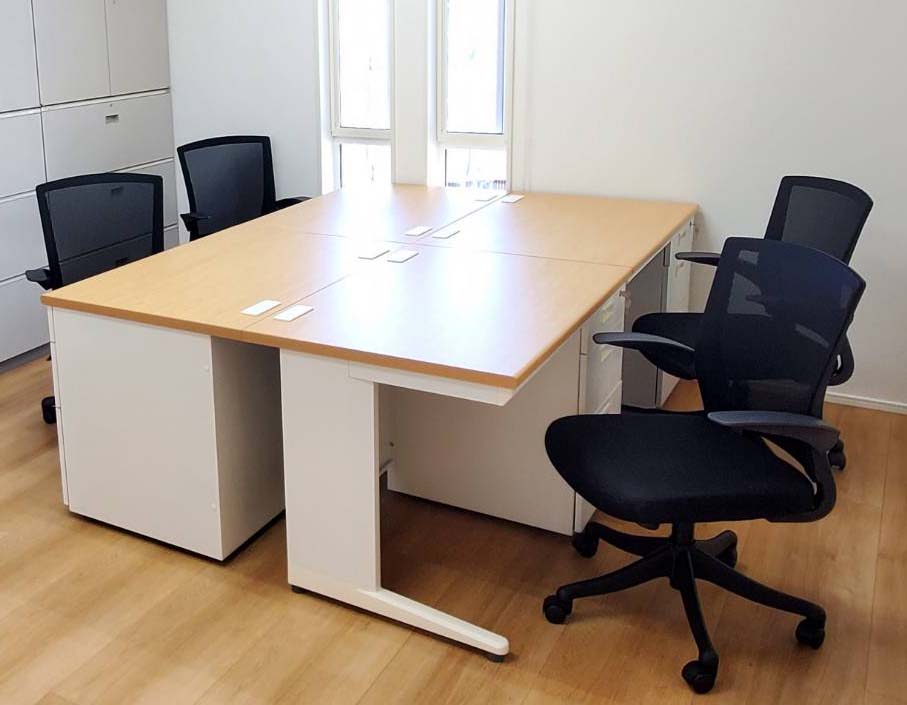 【法人様限定商品】 片袖机 4台セット スチールデスク オフィスデスク 片袖デスク 事務デスク スチールデスク 事務机 デスク ワークデスク 鍵付き コードホール W1200 天板2色あり 【新品オフィス家具】【新品】 - 画像 (12)