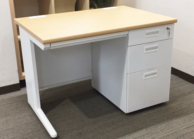 【法人様限定商品】 片袖机 スチールデスク オフィスデスク 片袖デスク 事務デスク スチールデスク 事務机 デスク ワークデスク 鍵付き コードホール W1000 新品片袖机 【新品オフィス家具】【新品】 - 画像 (4)