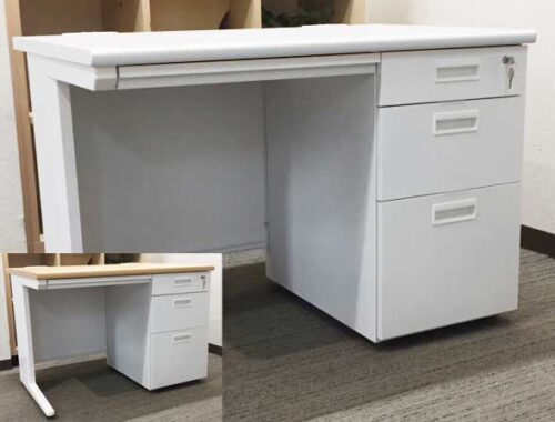 【法人様限定商品】 片袖机 スチールデスク オフィスデスク 片袖デスク 事務デスク スチールデスク 事務机 デスク ワークデスク 鍵付き コードホール W1200 天板2色あり 【新品オフィス家具】【新品】