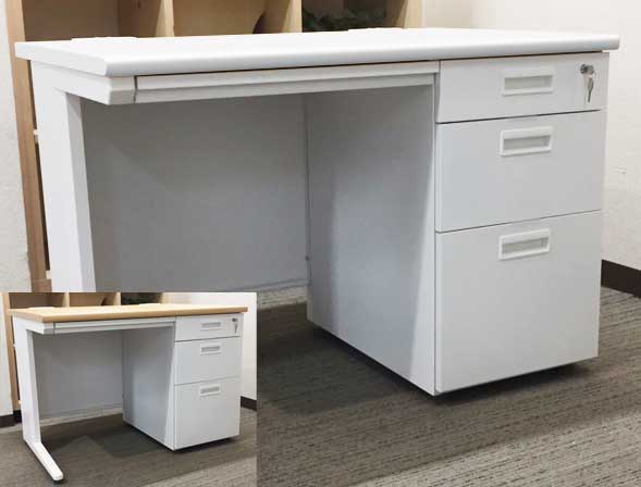 【法人様限定商品】 片袖机 スチールデスク オフィスデスク 片袖デスク 事務デスク スチールデスク 事務机 デスク ワークデスク 鍵付き コードホール W1200 天板2色あり 【新品オフィス家具】【新品】