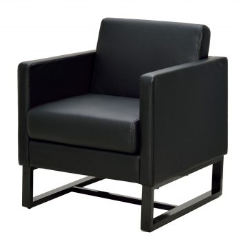 【法人様限定】送料無料 スクエアソファ レザー 1人掛け ブラック