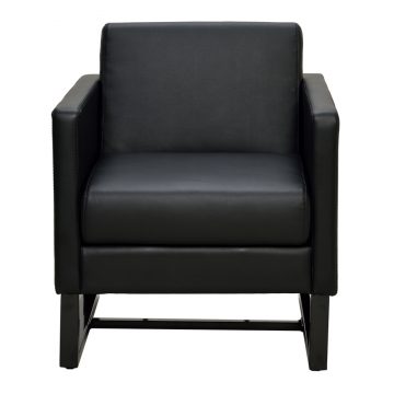 【法人様限定】送料無料 スクエアソファ レザー 1人掛け ブラック - 画像 (2)