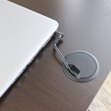 【法人様限定】送料無料 配線機能付きフォールディングテーブル4 W1500xD450 ダークブラウン - 画像 (4)