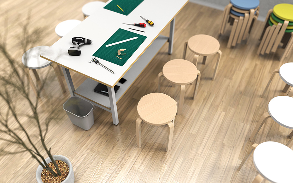 【法人様限定】送料無料 木製丸椅子 イエロー Z-SHSC-1YE - 画像 (3)