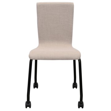 【法人様限定】送料無料 *ファブリックキャスターチェア ベージュ ブラック脚 - 画像 (2)