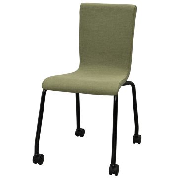 【法人様限定】送料無料 *ファブリックキャスターチェア グリーン ブラック脚