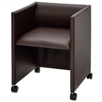 【法人様限定】送料無料 キキャスター付応接チェア ダークブラウン