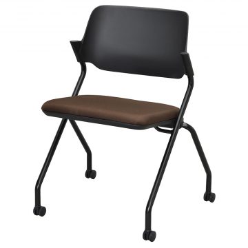 【法人様限定】送料無料 *SYネスティングチェア ブラック 肘無し ファブリック ショコラブラウン