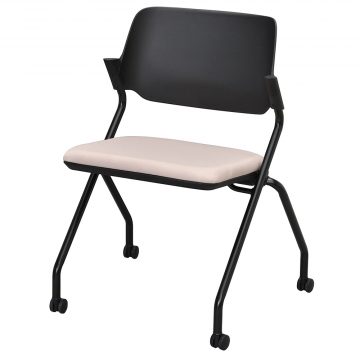 【法人様限定】送料無料 *SYネスティングチェア ブラック 肘無し ファブリック ラテベージュ