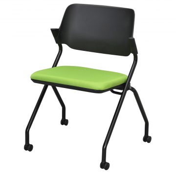 【法人様限定】送料無料 *SYネスティングチェア ブラック 肘無し ファブリック リーフグリーン