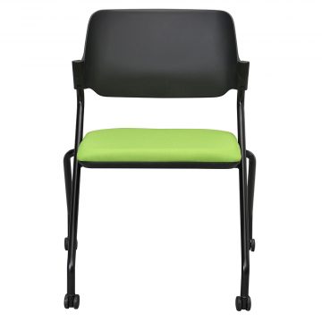 【法人様限定】送料無料 *SYネスティングチェア ブラック 肘無し ファブリック リーフグリーン - 画像 (2)