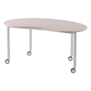 【法人様限定】送料無料 キャスターテーブル ホワイト脚 豆型 ナチュラル