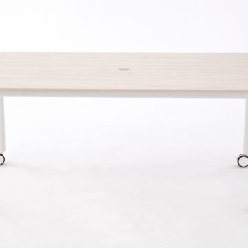 【法人様限定】送料無料 キャスターテーブル ホワイト脚 W1600×D800 ナチュラル - 画像 (2)