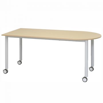 【法人様限定】送料無料 キャスターテーブル ホワイト脚 U字形 ナチュラル