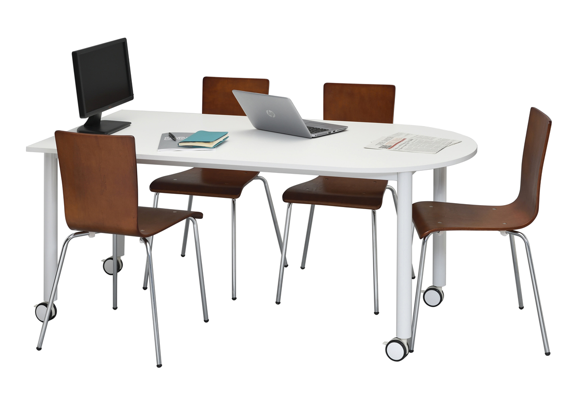 【法人様限定】送料無料 キャスターテーブル ホワイト脚 U字形 ホワイト - 画像 (6)