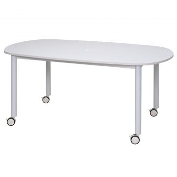 【法人様限定】送料無料 キャスターテーブル ホワイト脚 オーバル ホワイト