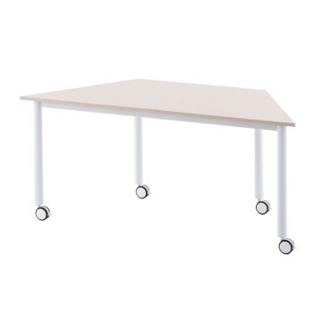 【法人様限定】送料無料 キャスターテーブル ホワイト脚 台形 ナチュラル