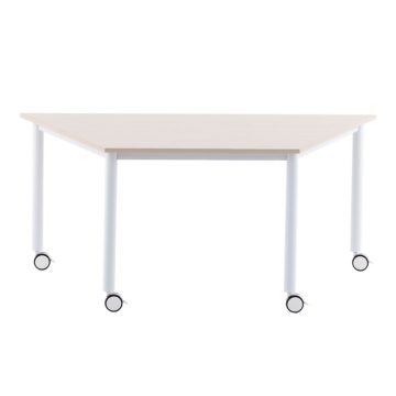 【法人様限定】送料無料 キャスターテーブル ホワイト脚 台形 ナチュラル - 画像 (2)