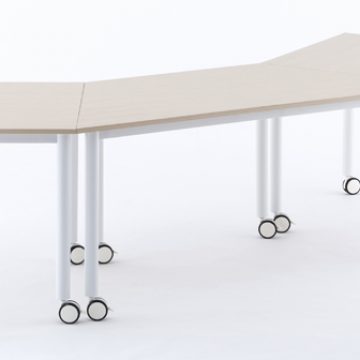 【法人様限定】送料無料 キャスターテーブル ホワイト脚 台形 ナチュラル - 画像 (4)