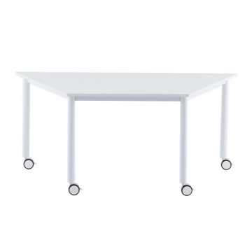 【法人様限定】送料無料 キャスターテーブル ホワイト脚 台形 ホワイト - 画像 (2)