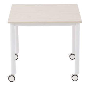 【法人様限定】送料無料 キャスターテーブル ホワイト脚 W800×D800 ナチュラル - 画像 (2)