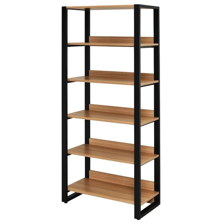 【法人様限定】送料無料 リスムシェルフ W800 5段 ウォルナット×ブラックフレーム