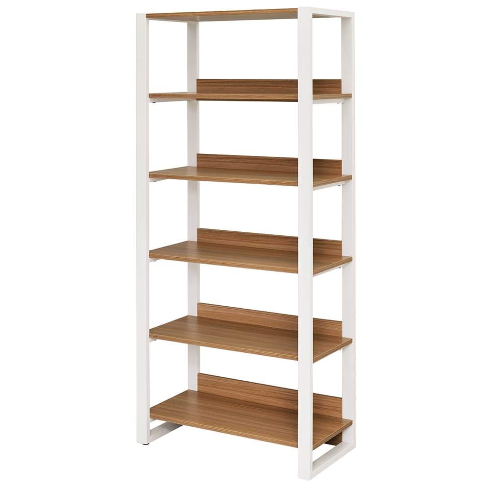 【法人様限定】送料無料 リスムシェルフ W800 5段 ウォルナット×ホワイトフレーム
