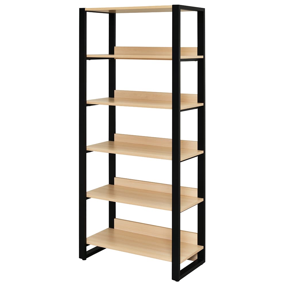 【法人様限定】送料無料 リスムシェルフ W800 5段 ナチュラル×ブラックフレーム