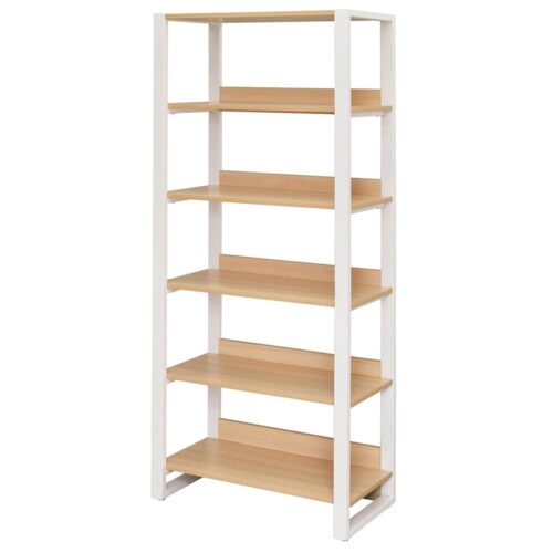 【法人様限定】送料無料 リスムシェルフ W800 5段 ナチュラル×ホワイトフレーム