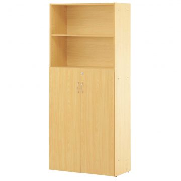 【法人様限定】送料無料 可動棚ハイシェルフ 共通扉付き ナチュラル