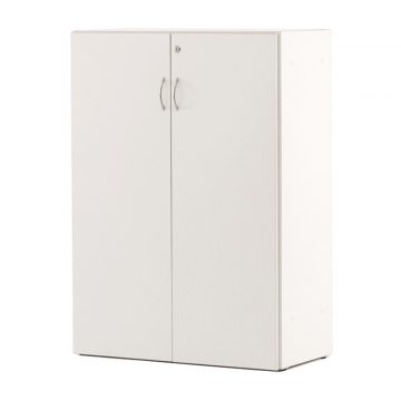 【法人様限定】送料無料 可動棚ローシェルフ 共通扉付き ホワイト