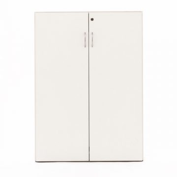 【法人様限定】送料無料 可動棚ローシェルフ 共通扉付き ホワイト - 画像 (2)