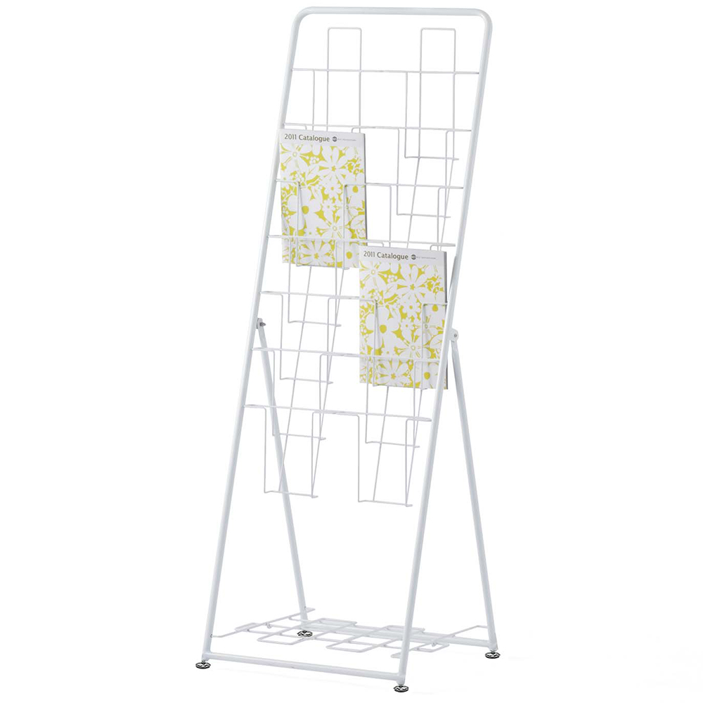 【法人様限定】送料無料 パンフレットスタンド 7段 ダブル ホワイト RFPFS-DBWH - 画像 (3)