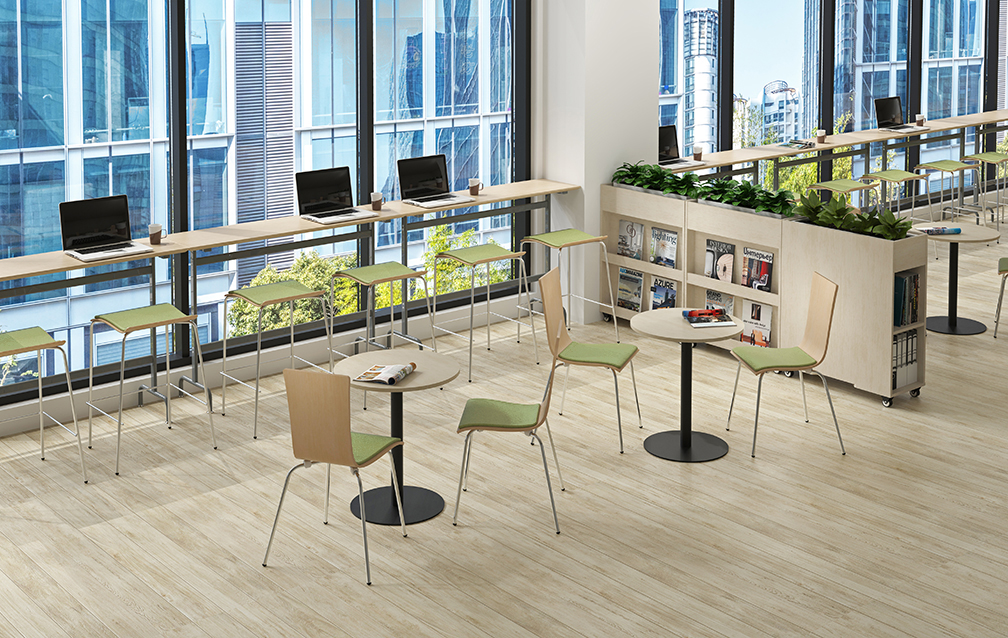 【法人様限定】送料無料 リフレッシュテーブルⅢ φ600 ナチュラルⅡ ブラック脚 RFRT3-600NA2-BL - 画像 (5)