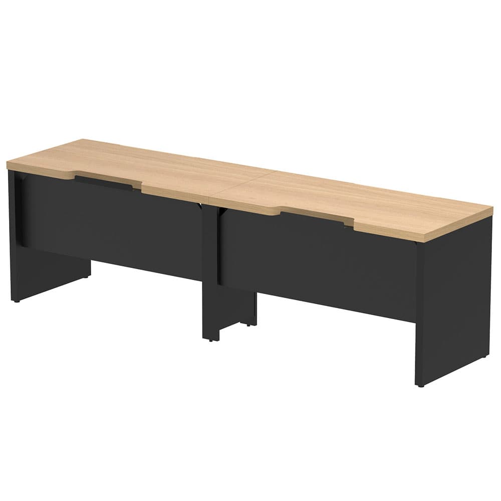 【法人様限定】送料無料 ソリード フリーアドレス用ハーフデスク W2400×D600 オーク×ブラック脚 RFTFH-2460OA-BL - 画像 (2)