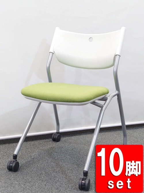 【送料無料 地域限定】 プラス PTシリーズ 10脚セット 会議チェア ミーティングチェア スタッキングチェア スタックチェア ネスタブルチェア ネスティングチェア 国産 【中古オフィス家具】【中古】