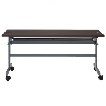 【法人様限定】送料無料 配線機能付きフォールディングテーブル4 W1500xD450 ダークブラウン - 画像 (3)