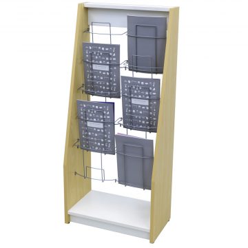 【法人様限定】送料無料 木製カタログスタンドⅡ ダブル ナチュラル×ホワイト SHKS2-002NW - 画像 (3)