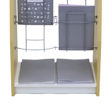 【法人様限定】送料無料 木製カタログスタンドⅡ ダブル ナチュラル×ホワイト SHKS2-002NW - 画像 (4)